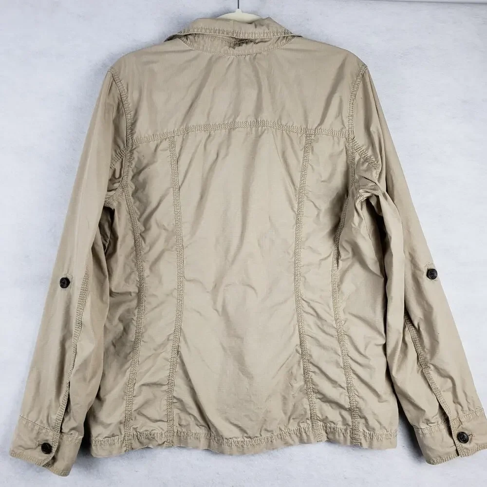 Eddie Bauer Men's L‎ Utility Jacket Beige Tan Utilitarian Gorpcore Lightweight